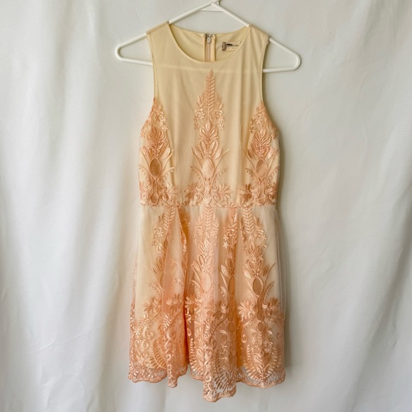 Altar'd State Dresses & Skirts - Altar'd State Womens Small Embroidered Floral Tulle Dress Cream Pink Coquette